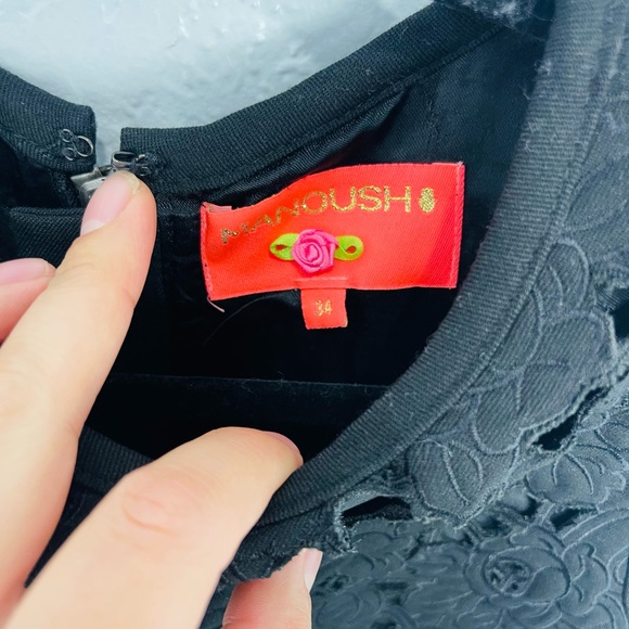 Manoush Black Roses Lace Pearl Mini Dress - Picture 3 of 9